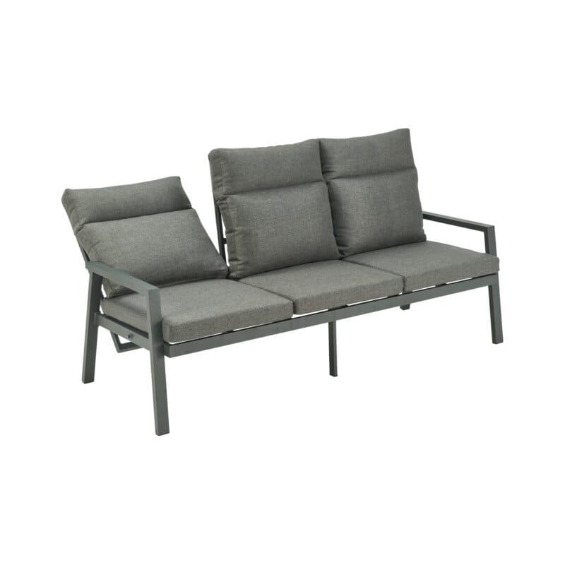 Liadomo "Scapoli" 3-Sitzer Loungesofa, Alu anthrazit, Kissenbezüge Olefin grau
