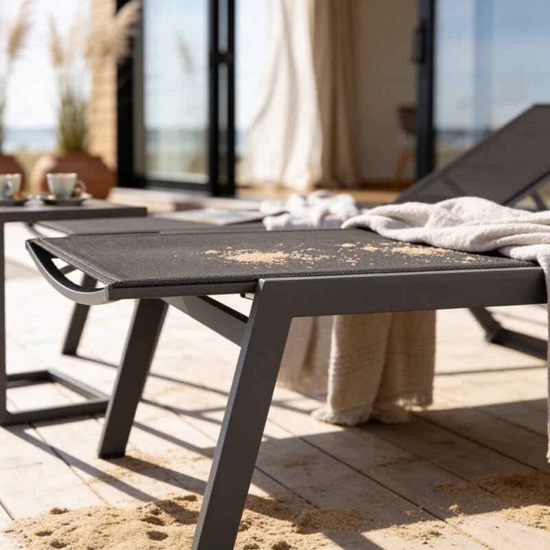 Liadomo "Scaro" Sonnenliege, Aluminium anthrazit, Textilgewebe anthrazit (Bild KI-generiert)