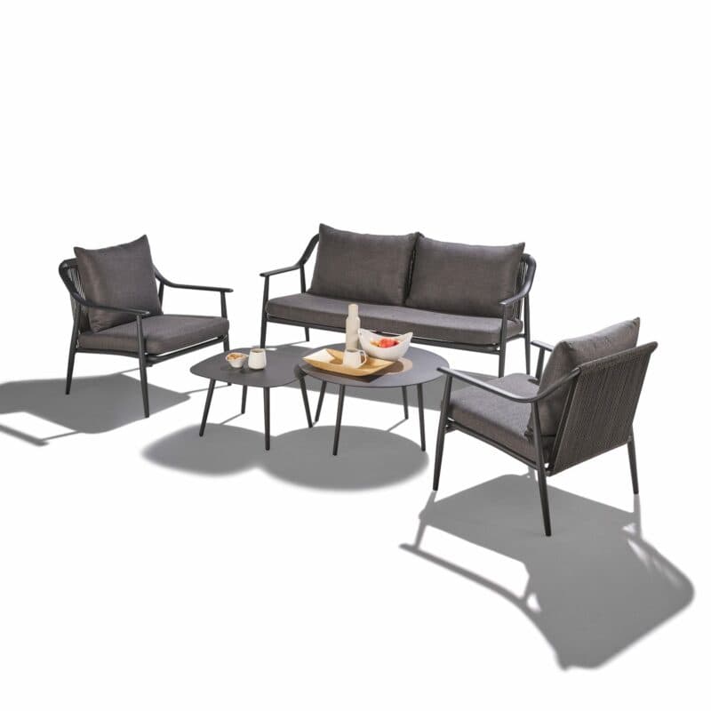Liadomo "Tavenna" Loungeset, Gestell Aluminium anthrazit mit Rope, Kissenbezüge Olefin grau