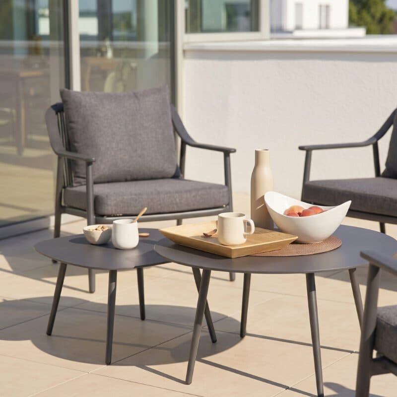 Liadomo "Tavenna" Loungeset, Gestell Aluminium anthrazit mit Rope, Kissenbezüge Olefin grau (Bild KI-generiert)