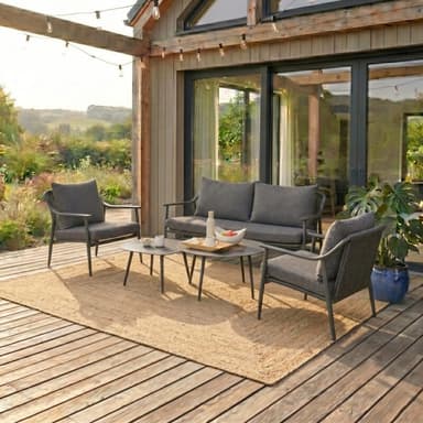 Liadomo "Tavenna" Loungeset, Gestell Aluminium anthrazit mit Rope, Kissenbezüge Olefin grau (Bild KI-generiert)