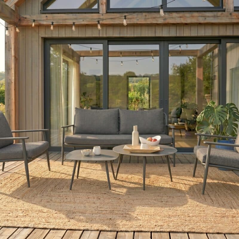 Liadomo "Tavenna" Loungeset, Gestell Aluminium anthrazit mit Rope, Kissenbezüge Olefin grau (Bild KI-generiert)