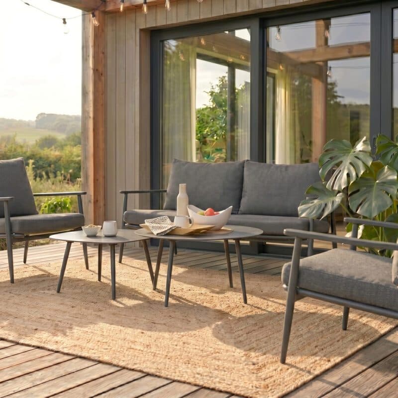 Liadomo "Tavenna" Loungeset, Gestell Aluminium anthrazit mit Rope, Kissenbezüge Olefin grau (Bild KI-generiert)