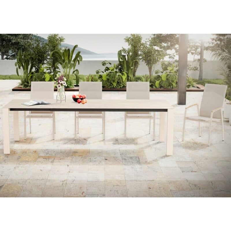 SIT Mobilia Gartenmöbel-Set mit Tisch "Etna" und Stapelsessel "Limbo move", Aluminium ecru