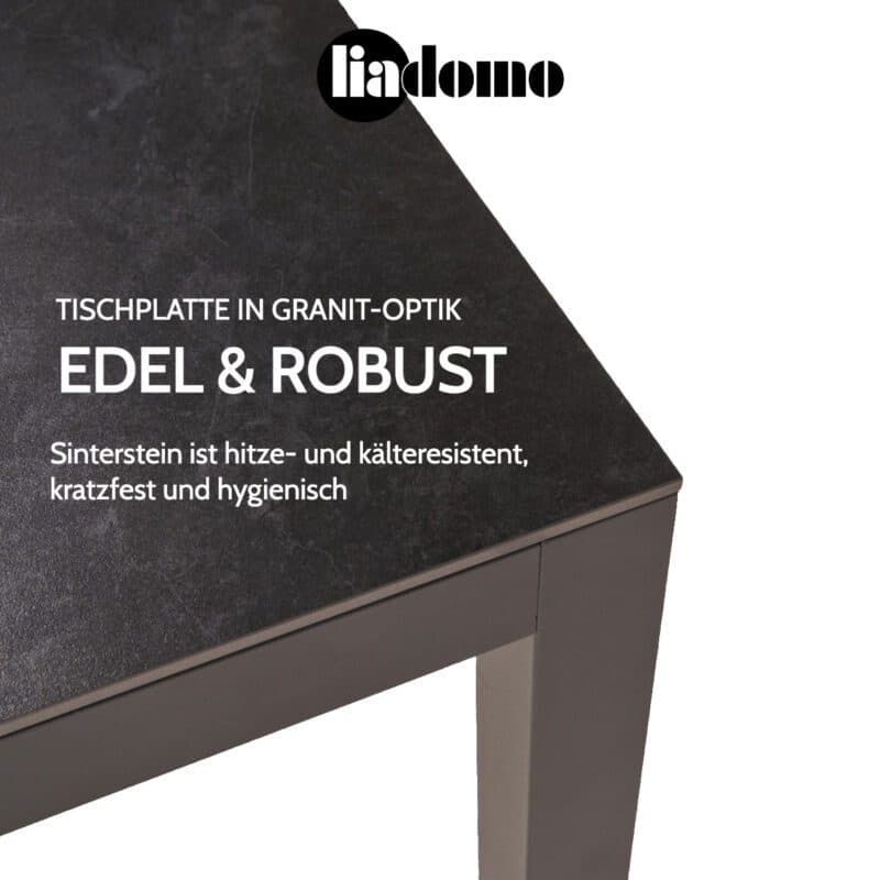 Liadomo "Scalea" Gartentisch mit Sinterstein-Tischplatte In Granit-Optik