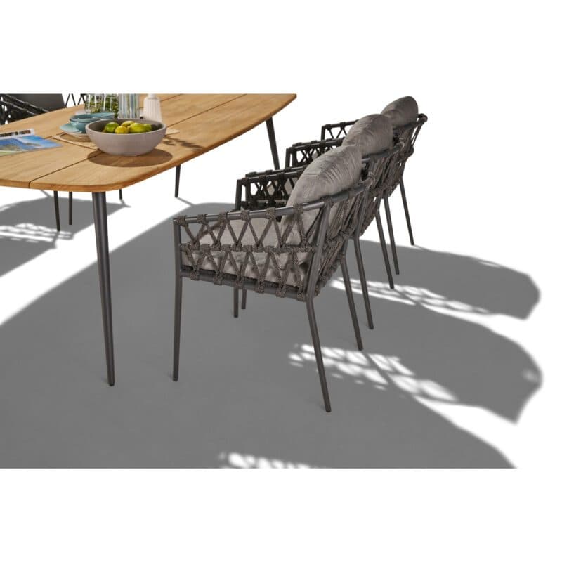 CASA DOMA Set mit "Messina" Diningsessel, Alu anthrazit, Rope anthrazit und "Napola" Gartentisch 240x100 cm, Alu anthrazit, Tischplatte Teak