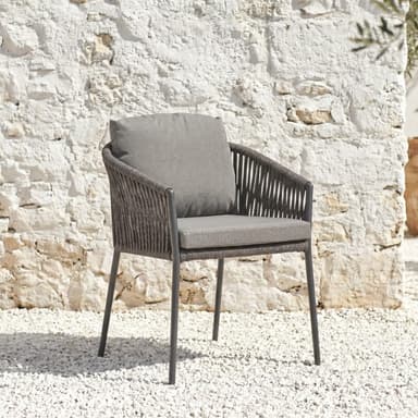 CASA DOMA "Falcone" Diningsessel, Aluminium anthrazit, Rope anthrazit (Bild KI-generiert)