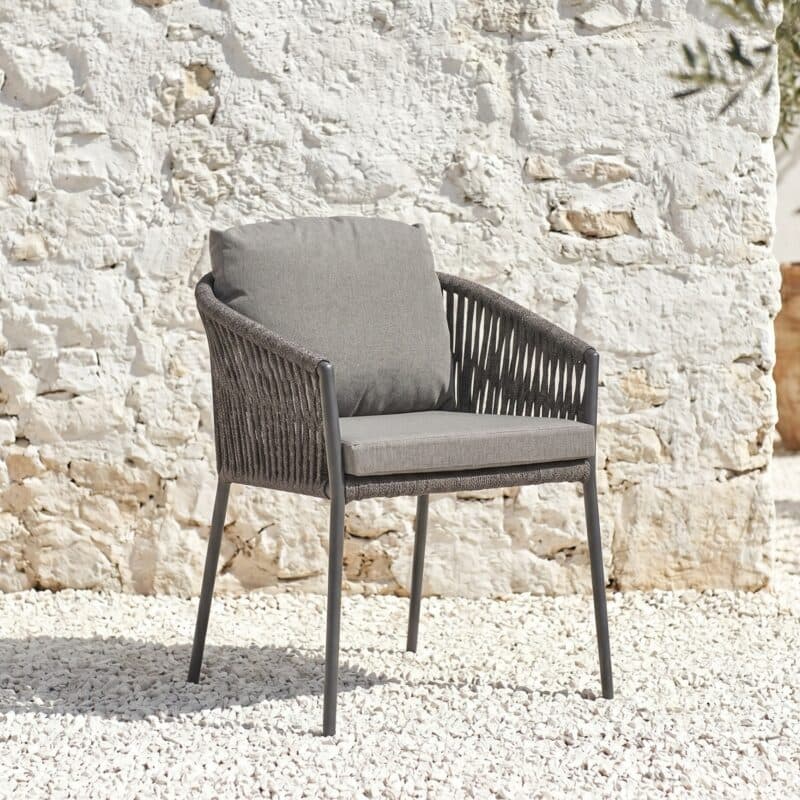 CASA DOMA "Falcone" Diningsessel, Aluminium anthrazit, Rope anthrazit (Bild KI-generiert)