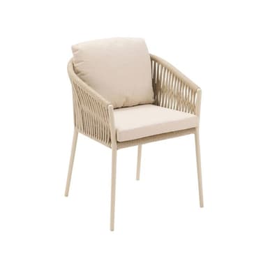 CASA DOMA "Falcone" Diningsessel, Alu cream, Rope fossil