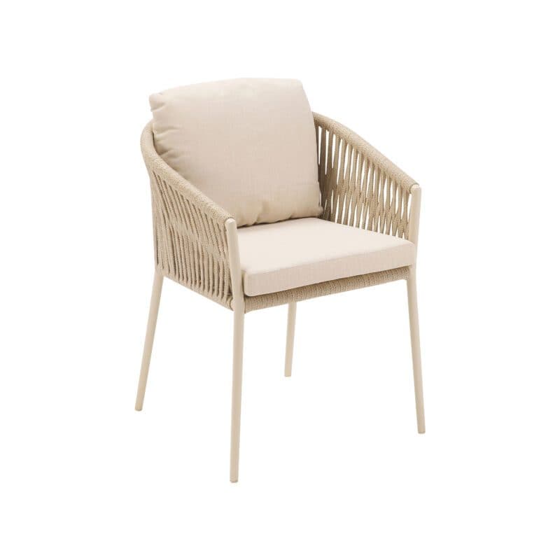 CASA DOMA "Falcone" Diningsessel, Alu cream, Rope fossil