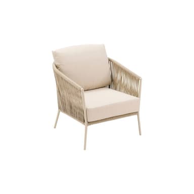 CASA DOMA "Falcone" Loungesessel, Aluminium cream, Rope fossil