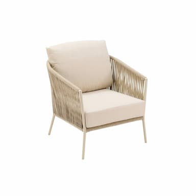 CASA DOMA "Falcone" Loungesessel, Aluminium cream, Rope fossil