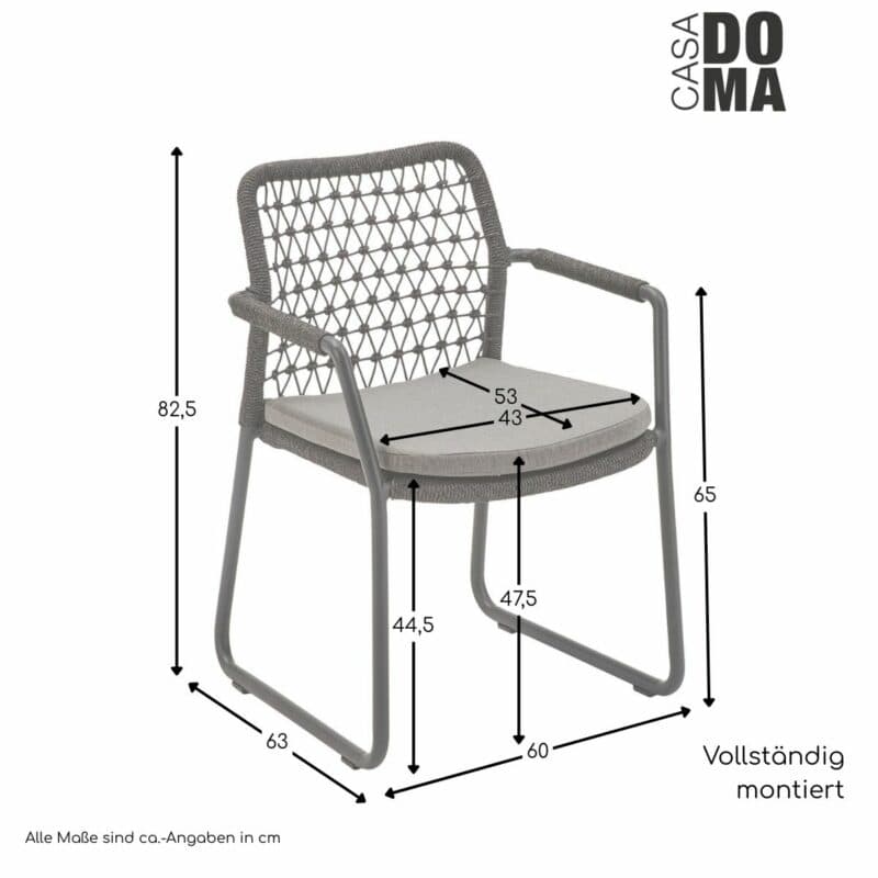 CASA DOMA "Fasano" Diningsessel mit Kufengestell, Maße in cm