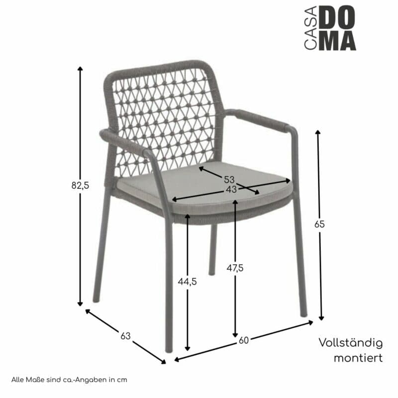 CASA DOMA "Fasano" Diningsessel, Maße in cm