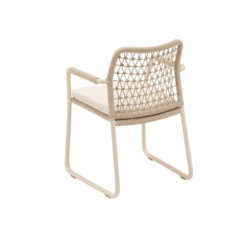 CASA DOMA "Fasano" Gartenstuhl mit Kufengestell, Alu cream, Rope fossil - Knoten
