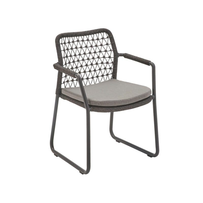 CASA DOMA "Fasano" Gartenstuhl mit Kufengestell, Alu anthrazit, Rope anthrazit - Knoten