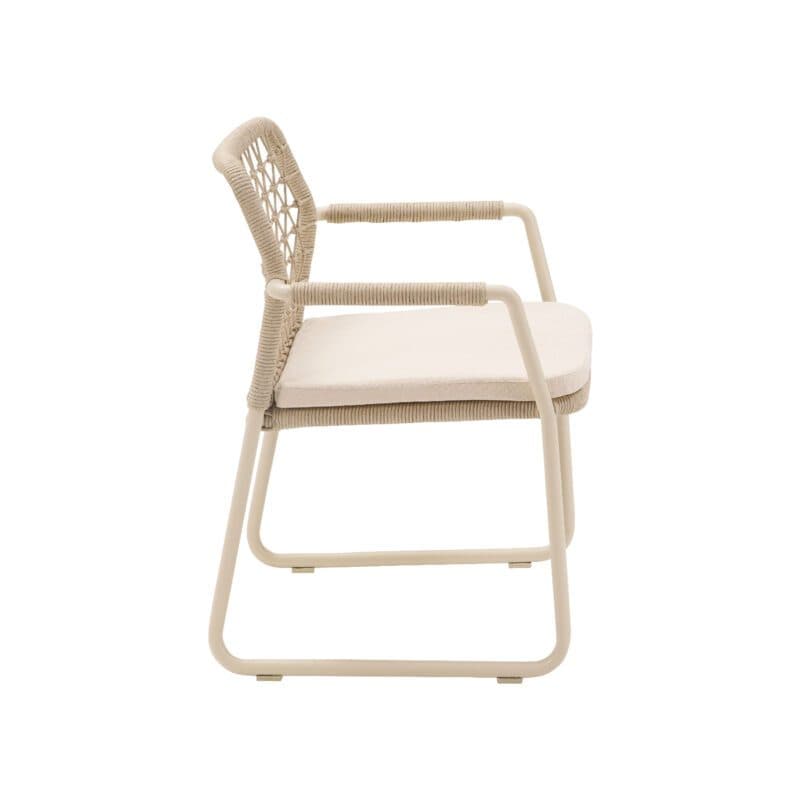 CASA DOMA "Fasano" Gartenstuhl mit Kufengestell, Alu cream, Rope fossil - Knoten