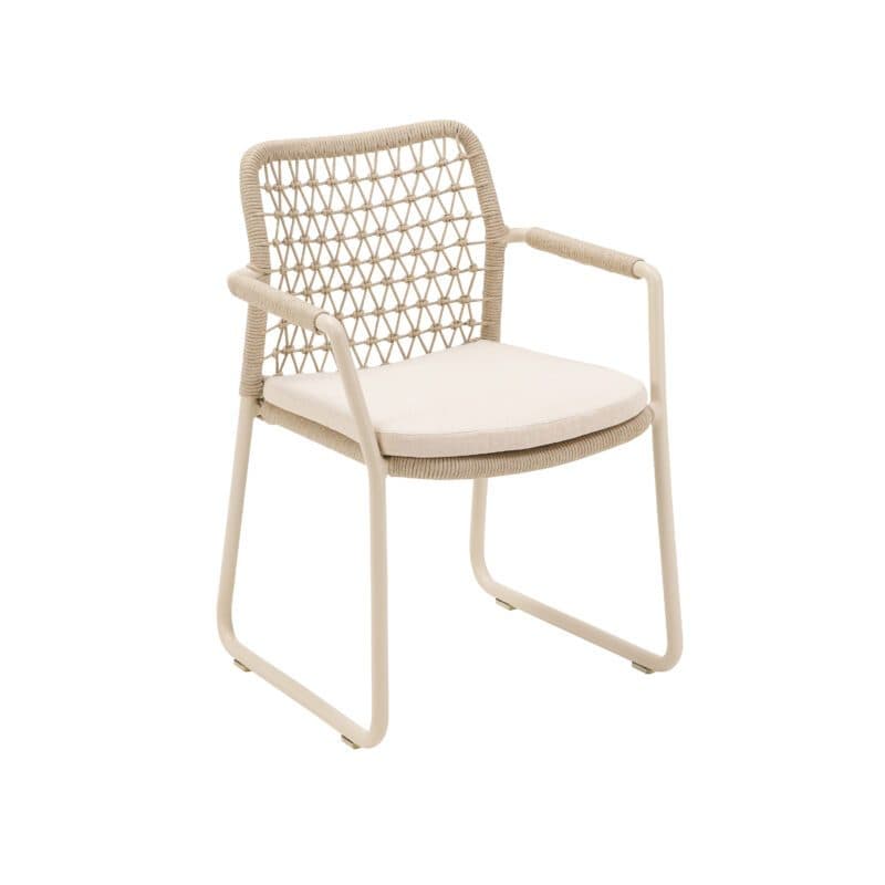 CASA DOMA "Fasano" Gartenstuhl mit Kufengestell, Alu cream, Rope fossil - Knoten