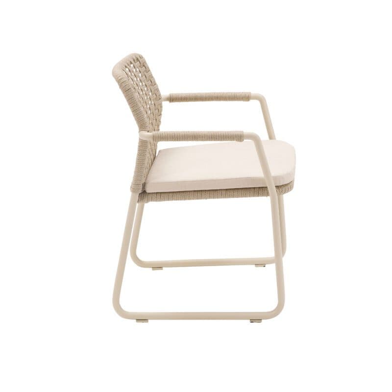 CASA DOMA "Fasano" Gartenstuhl mit Kufengestell, Alu cream, Rope fossil - Quadro