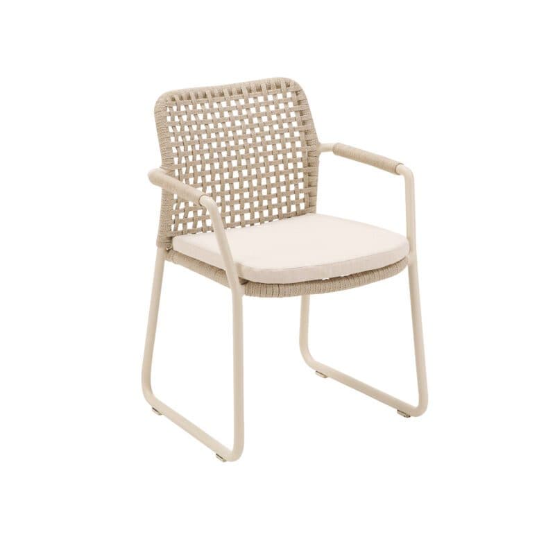 CASA DOMA "Fasano" Gartenstuhl mit Kufengestell, Alu cream, Rope fossil - Quadro