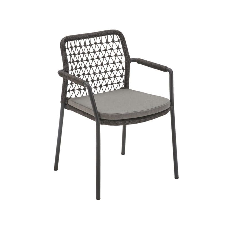 CASA DOMA "Fasano" Stapelstuhl, Alu anthrazit, Rope anthrazit Knoten