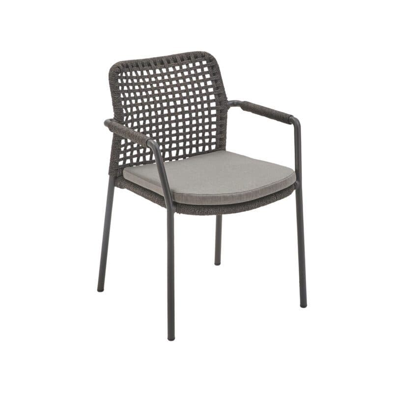 CASA DOMA "Fasano" Stapelstuhl, Alu anthrazit, Rope anthrazit Quadro