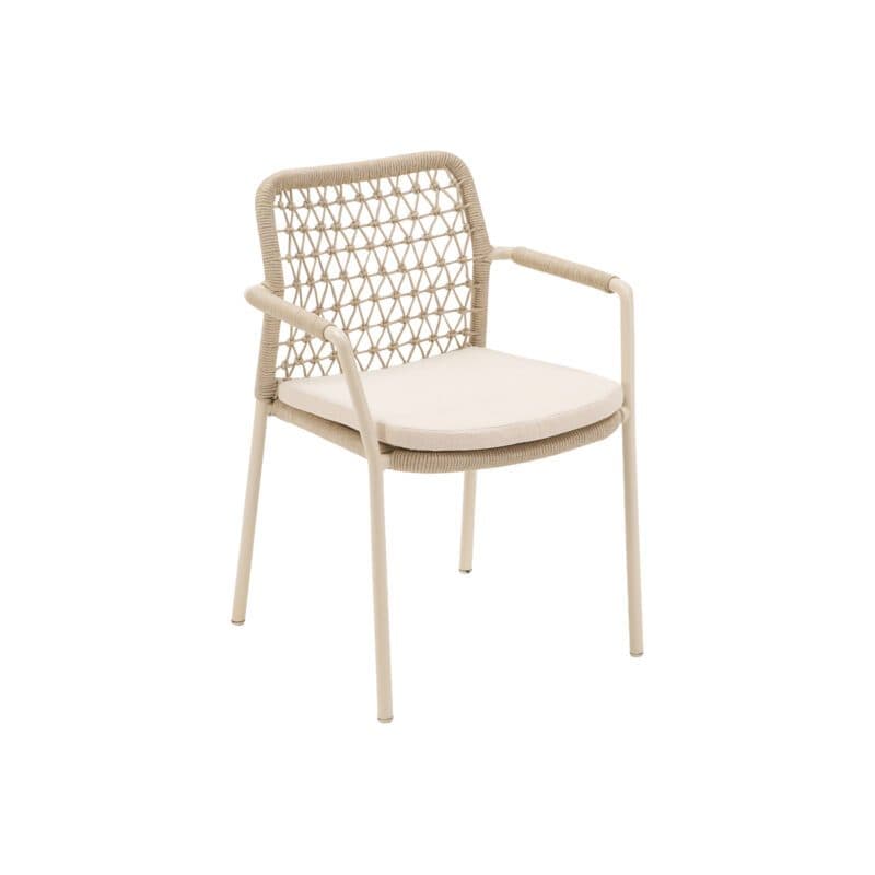 CASA DOMA "Fasano" Stapelstuhl, Alu cream, Rope fossil Knoten