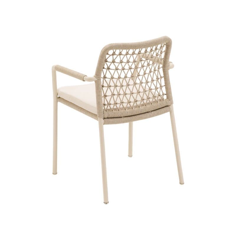 CASA DOMA "Fasano" Stapelstuhl, Alu cream, Rope fossil Knoten