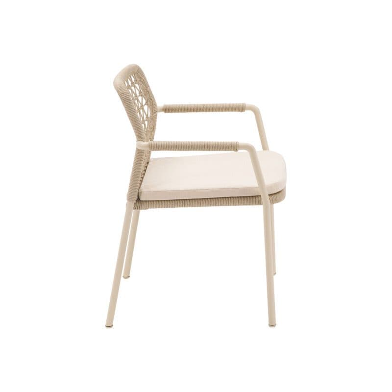 CASA DOMA "Fasano" Stapelstuhl, Alu cream, Rope fossil Knoten