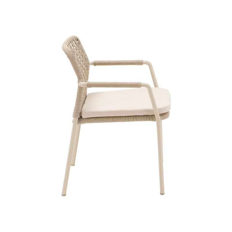 CASA DOMA "Fasano" Stapelstuhl, Alu cream, Rope fossil Quadro