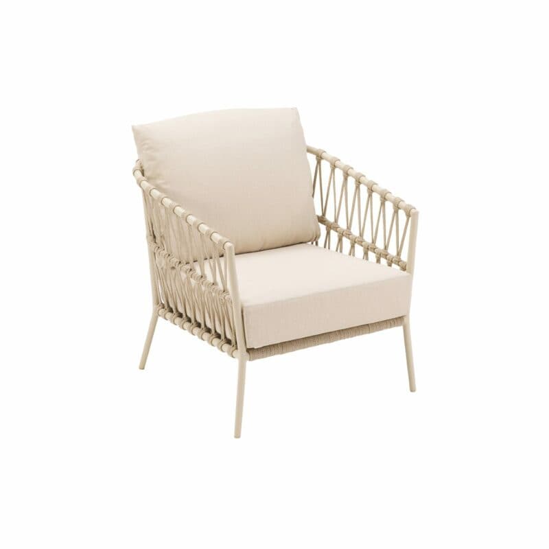 CASA DOMA "Messina" Loungesessel, Alu cream, Rope fossil