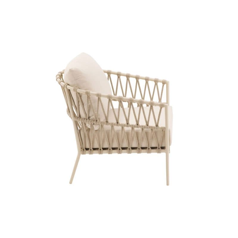 CASA DOMA "Messina" Loungesessel, Alu cream, Rope fossil