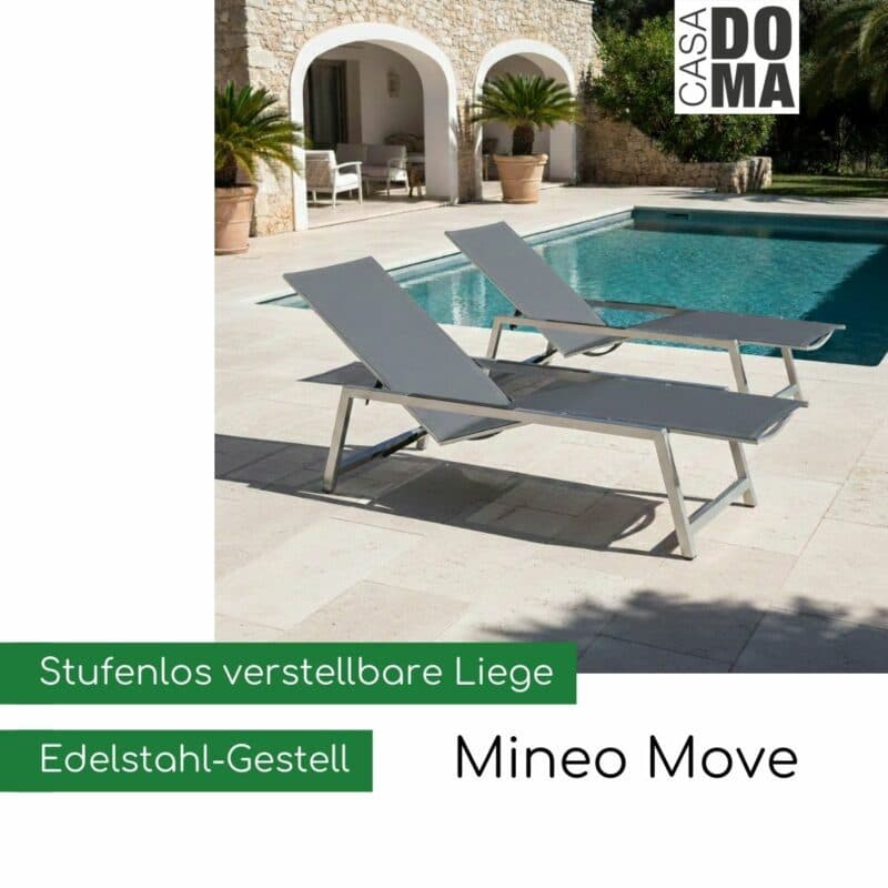 CASA DOMA "Mineo" Move Gartenliege mit Aluminium-Armlehnen (Bild KI-generiert)