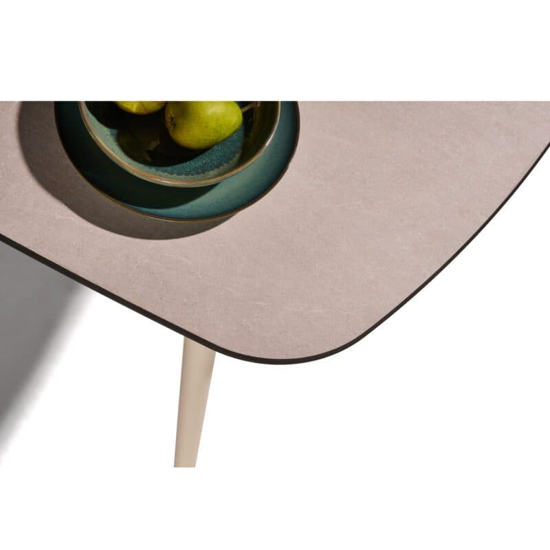 CASA DOMA "Napola" Gartentisch, Alu cream, HPL travertin
