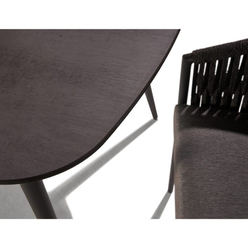 CASA DOMA Set mit Tisch "Napola" 180x100cm, Alu anthrazit, Tischplatte HPL Chromix Anthrazit und Diningsessel "Falcone", Alu anthrazit, Rope anthrazit