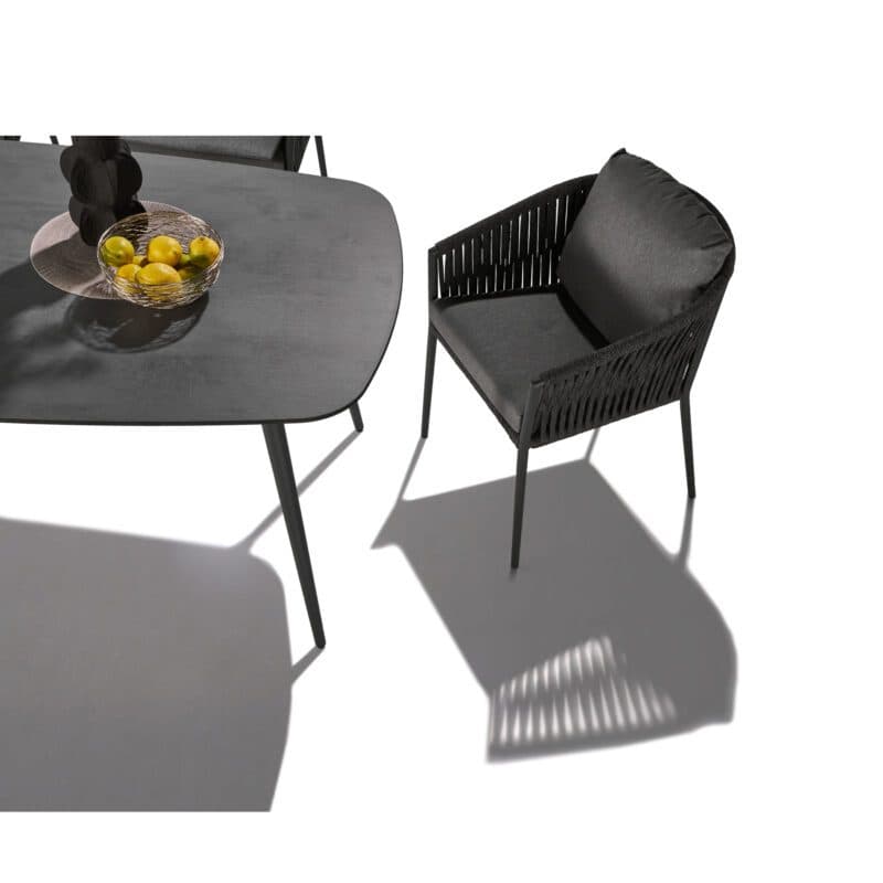 CASA DOMA Set mit Tisch "Napola" 180x100cm, Alu anthrazit, Tischplatte HPL Chromix Anthrazit und Diningsessel "Falcone", Alu anthrazit, Rope anthrazit