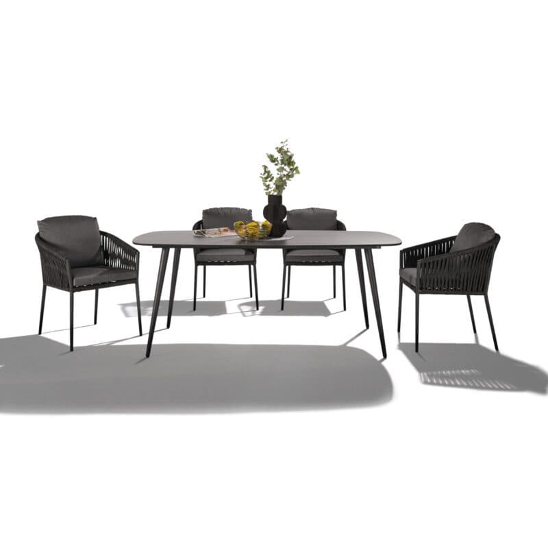 CASA DOMA Set mit Tisch "Napola" 180x100cm, Alu anthrazit, Tischplatte HPL Chromix Anthrazit und Diningsessel "Falcone", Alu anthrazit, Rope anthrazit