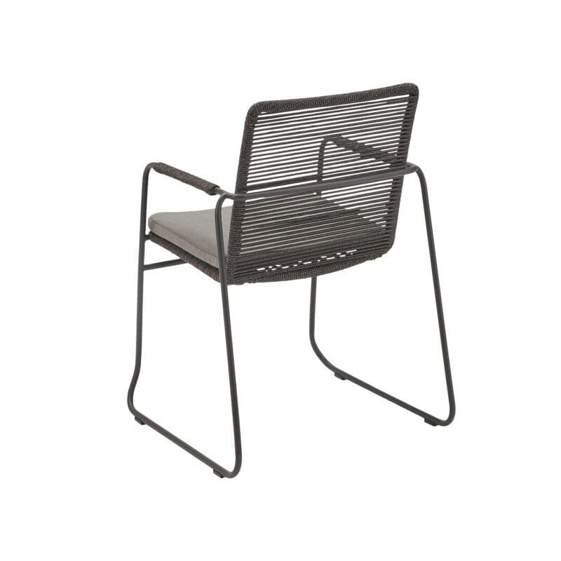 CASA DOMA "Solano" Stapelstuhl, Edelstahl anthrazit, Rope anthrazit, Armlehne Rope, Sitzkissen medium grey