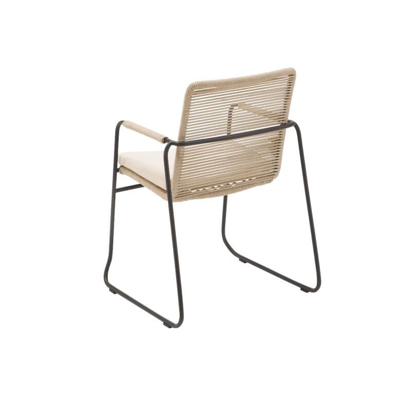 CASA DOMA "Solano" Stapelstuhl, Edelstahl anthrazit, Rope fossil, Armlehne Rope, Sitzkissen beige