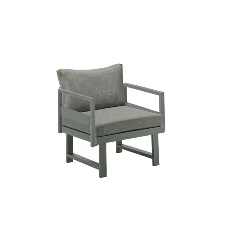 Liadomo "Callipo" Loungehocker, Alu anthrazit, Bezug Olefin grau, inkl. Rückenlehne mit Rückenkissen und zwei Seitenlehnen