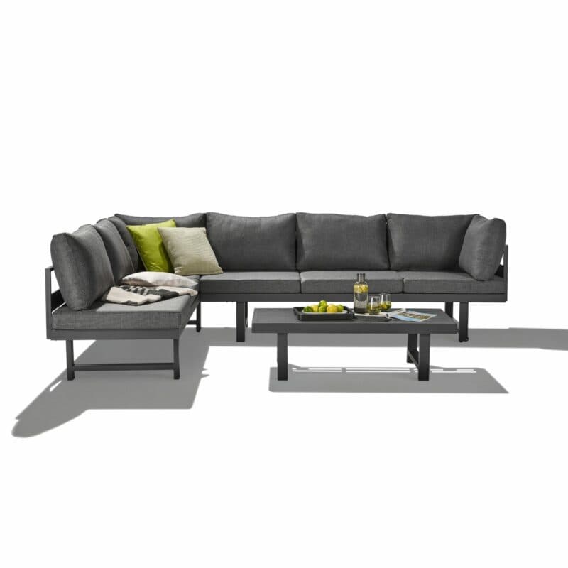 Liadomo "Callipo" Loungeset 3-teilig, Alu anthrazit, Kissen Olefin grau