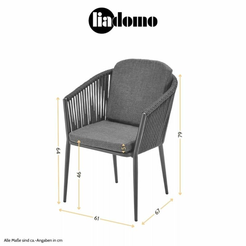 Liadomo "Carano" Stapelsessel mit Rope-Bespannung, Maßangaben