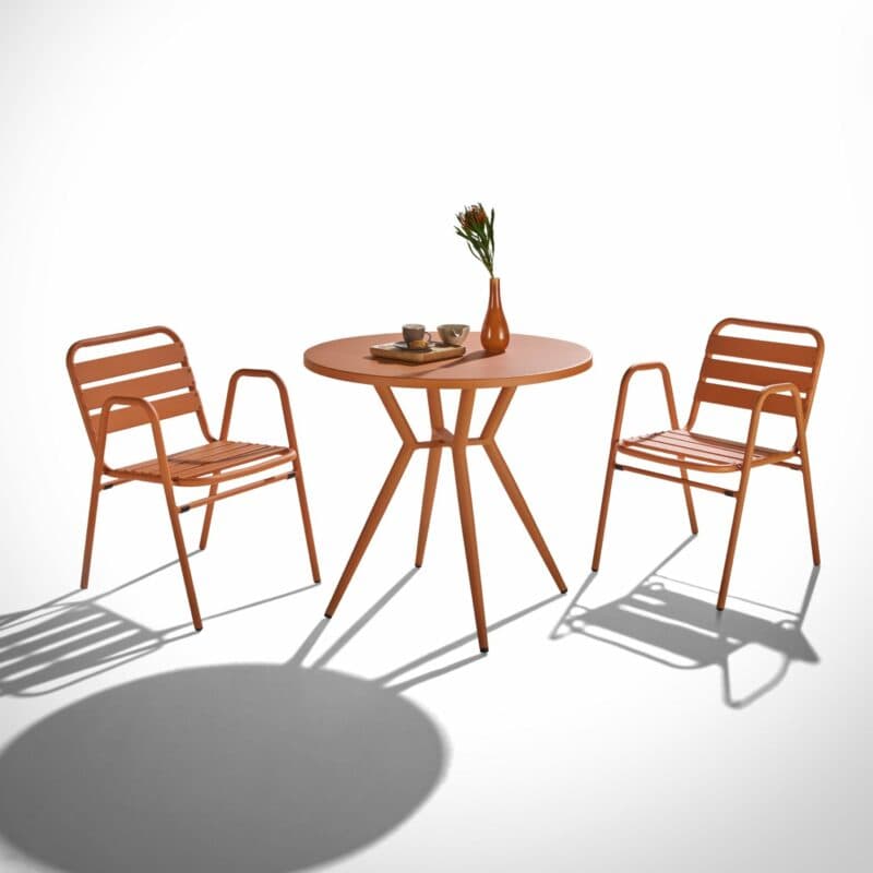 Liadomo "Lesina" Bistro-Set 3-teilig mit Stapelstuhl und Bistrotisch, Aluminium orange