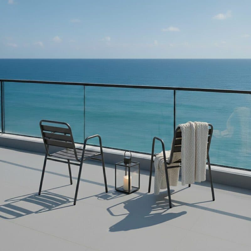 Liadomo "Lesina" Stapelstuhl, Aluminium anthrazit (Bild KI-generiert)