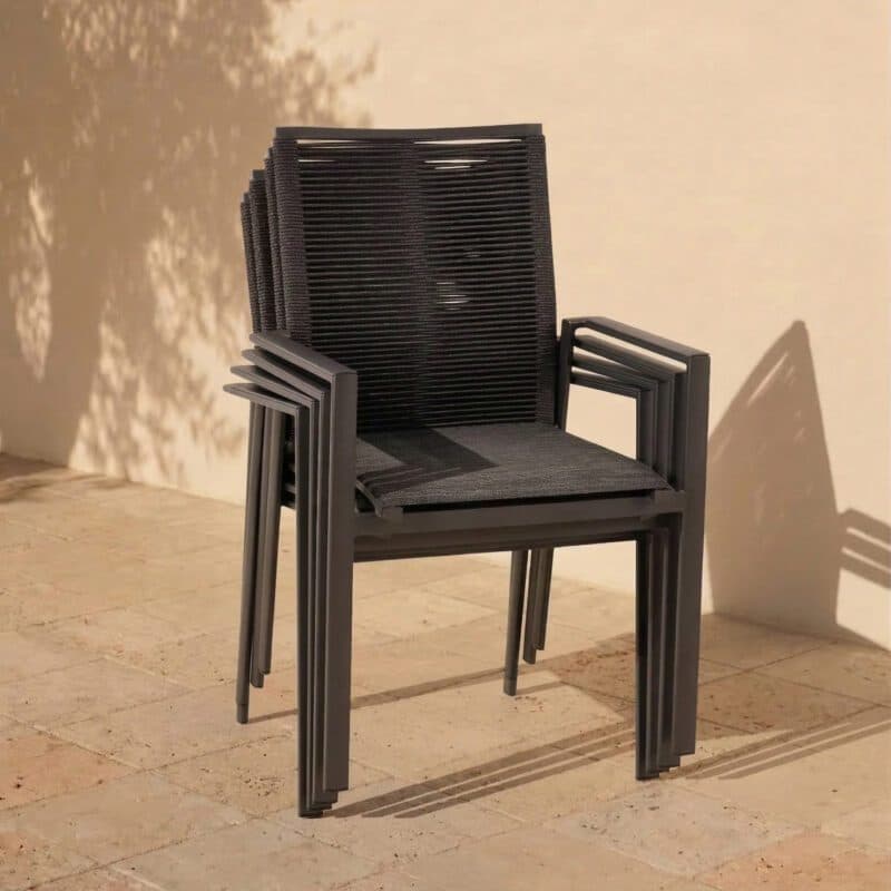 Liadomo "Limbadi" Gartenstuhl, Alu anthrazit, Textilgewebe und Rope anthrazit, Armlehnen Aluminium