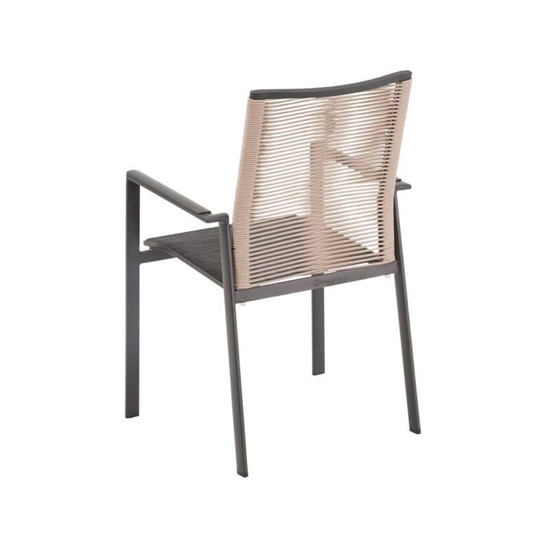 Liadomo "Limbadi" Gartenstuhl, Alu anthrazit, Textilgewebe anthrazit, Rope beige