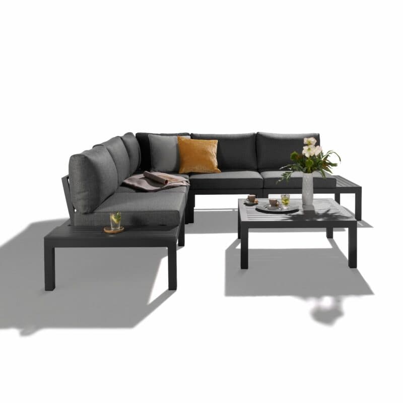 Liadomo "San Carlo" Loungeset, Alu anthrazit, Ablagen Alu, Bezüge Olefin grau