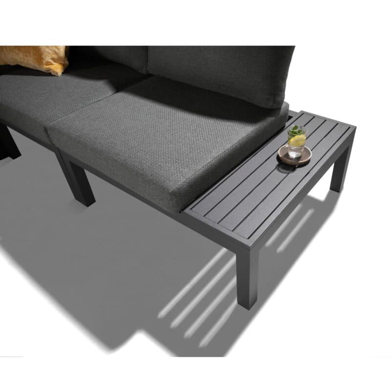 Liadomo "San Carlo" Loungeset, Alu anthrazit, Ablagen Alu, Bezüge Olefin grau