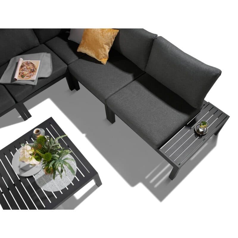 Liadomo "San Carlo" Loungeset, Alu anthrazit, Ablagen Alu, Bezüge Olefin grau