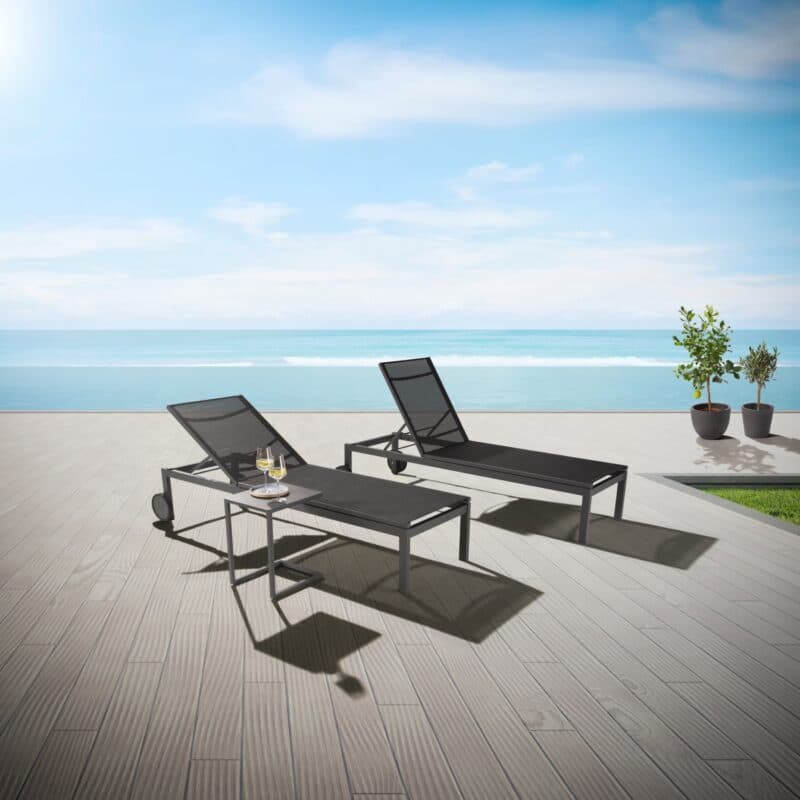 Liadomo "Firmo" Sonnenliege mit Beistelltisch "Lido", Alu anthrazit
